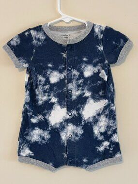Carter's Boys Blue Tie Dye Cotton Snap Romper 9M